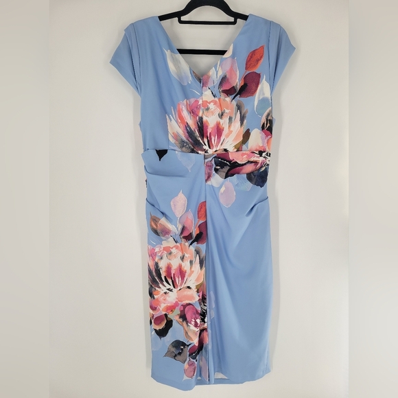 Adrianna Papell Plus Size 16 Dress heath‎ floral blue - Picture 4 of 8